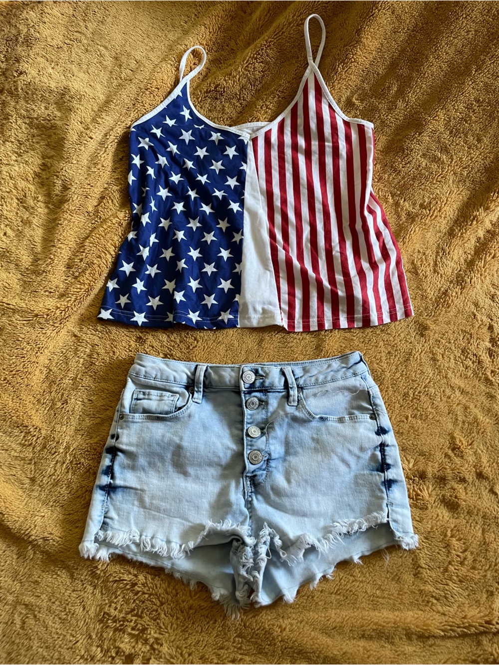 Red White and Blue Stars & Stripes America Hot Girl Fit Set